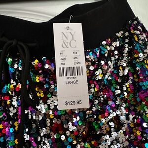 New York and Company black rainbow sequin joggers